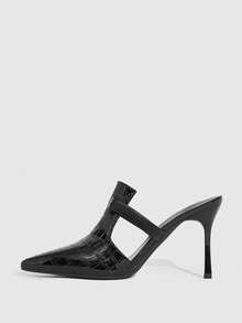 CUCCOO SZL Tacones de mujer de unicolor casual, versátiles y de tacón fino - Negro - Ver 5