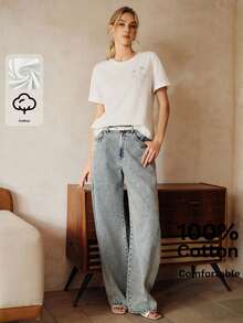 Anewsta New Summer Vacation Casual Versatile Ocean Shell, Starfish, Fish & Pearl Embroidery Beaded Women T-Shirt - Beige - View 7