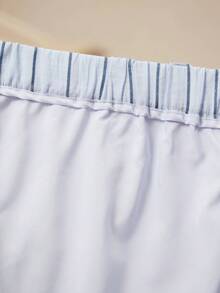 VOLUPTÉ CURVE Pantalon ample grande taille printemps/été, seulement pantalon décontracté minimaliste à rayures verticales bleu clair taille haute ample patchwork, convient pour le travail et le port quotidien - Bleu azur - Voir 9
