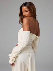 NYA SZN 长袖束身衣系带上衣 - 白色 - 查看 2