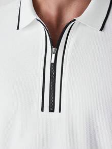 Core Aspect 男士休闲撞色Polo衫，通勤和外出皆宜 - 白色 - 查看 3