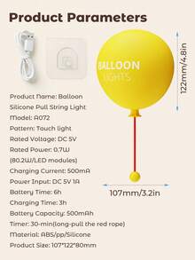 Teckwe Balloon Night Light, Home Decor With Unique Design, Bedroom Wall Sconce - Yellow - View 14
