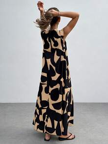 Selianne Vestido largo retro con estampado para mujer, ropa de otoño - Multicolor - Ver 2