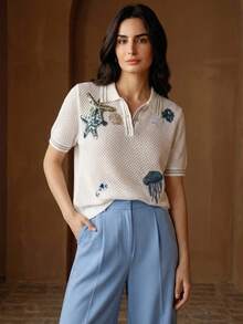 Anewsta Áo khoác ngoài mỏng nhẹ nhiều lớp, kiểu dáng thời trang mới, chất liệu móc len, thích hợp cho mùa xuân/hè. - trắng - Xem 5