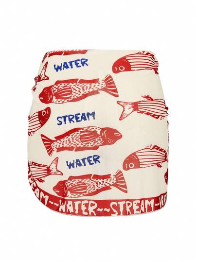 Swim Vcay 女士春夏新款数码印花网纱沙滩短裤裹裙罩衫，热带海洋风情，适合沙滩派对、泳池派对、假日派对，是夏季休闲海滩度假的理想之选。