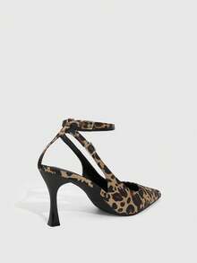CUCCOO SZL Tacones altos de punta fina con estampado de leopardo, de moda y sexy para mujeres - Estampado de leopardo - Ver 5