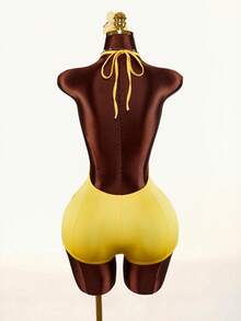 Amplova Bộ jumpsuit nữ gợi cảm cổ chữ V sâu mới năm 2026 - Màu vàng - Xem 2