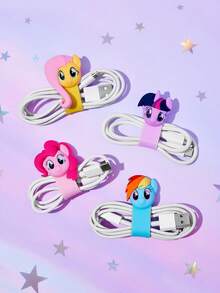 My Little Pony X SHEIN 1pc / 4 Pcs Cartoon Data Cable Storage Clip Travel Earphone Charging Cable Organizing Clip Home Multi-Functional Cute Winding Cable Organizer, Suitable For Various Cable Storage - Multicolor - View 5
