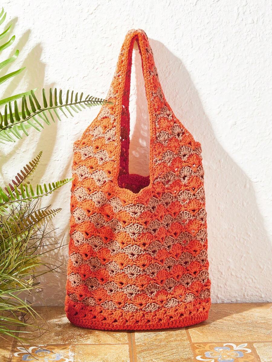 SHECARRY Bolso de hombro de mujer tejido a mano, colorido y con estilo - Multicolor - Ver 1