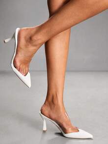 CUCCOO SZL Women's Pointed Toe High Heel Pumps, Lightweight For Wedding, Party, Evening - White - View 9