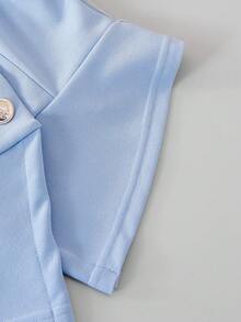 Tween Girls' Double-Breasted Vest And Wide-Leg Pants Casual Outfit - Blue - View 6