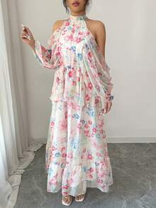 Selianne Đầm maxi nữ thanh lịch, thời trang, thoải mái, quyến rũ, cổ điển, tối giản, cao cấp, lãng mạn, hở vai, hở lưng, dáng chữ A, thắt eo, thích hợp cho công sở, đi nghỉ mát. - Nhiều màu - Xem 8