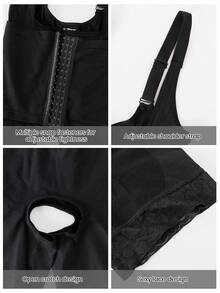 SHEIN 1pc Front Closure Slimming Bodysuit, High Elasticity Fabric Shapewear For Body Shaping Body Shaper Women Body Shaper Bodyshaper Shapewear Body Shaper Plus Size Wedding - Black - View 4