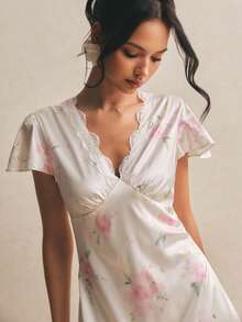 Poéselle 女士优雅印花连衣裙，夏季 - 粉色 - 查看 4
