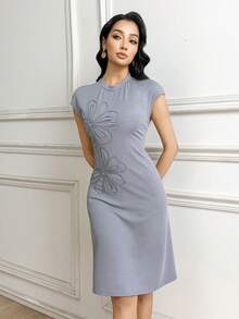 Modelyn Đầm nữ thêu hoa thanh lịch, thích hợp mặc hàng ngày. - Xám - Xem 3