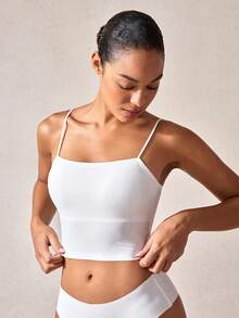Solid Comfortable Wireless Bra, Lingerie - White - View 4