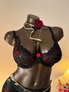 Auralis 3pcs/Set Plus Size Lace Sexy Underwire Lingerie Set, Valentine's Day - Multicolor - View 6