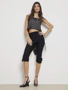 SHUZIA Sandalias de cuña con tira de tobillo y punta abierta para mujer - Negro - Ver 4