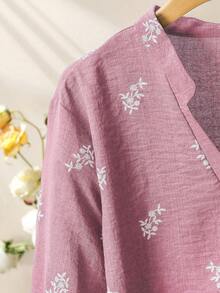 Lacomfia Bộ đồ nữ gồm áo hoa nhí và quần ống rộng, trang phục hai mảnh tối giản thường ngày, cỡ lớn. - Hồng - Xem 8