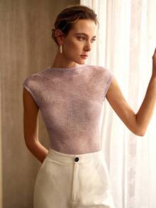 MOTF PREMIUM SLEEVELESS RHINESTONE EMBELLISHED KNIT TOP - Purple - View 2