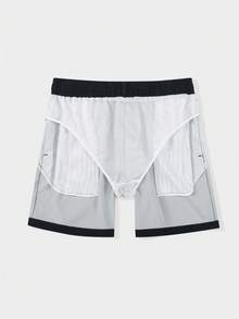 Surfspeed Pantalones cortos de playa con cordón en la cintura y estampado de palmeras para hombres - Negro - Ver 4