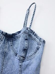 GlowEve Summer Casual Denim Romper Summer - Blue - View 4