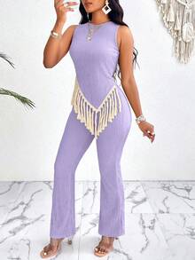 SOLERSUN Asymmetrical Hem, Streaming Texture Fabric Set - Mauve Purple - View 5