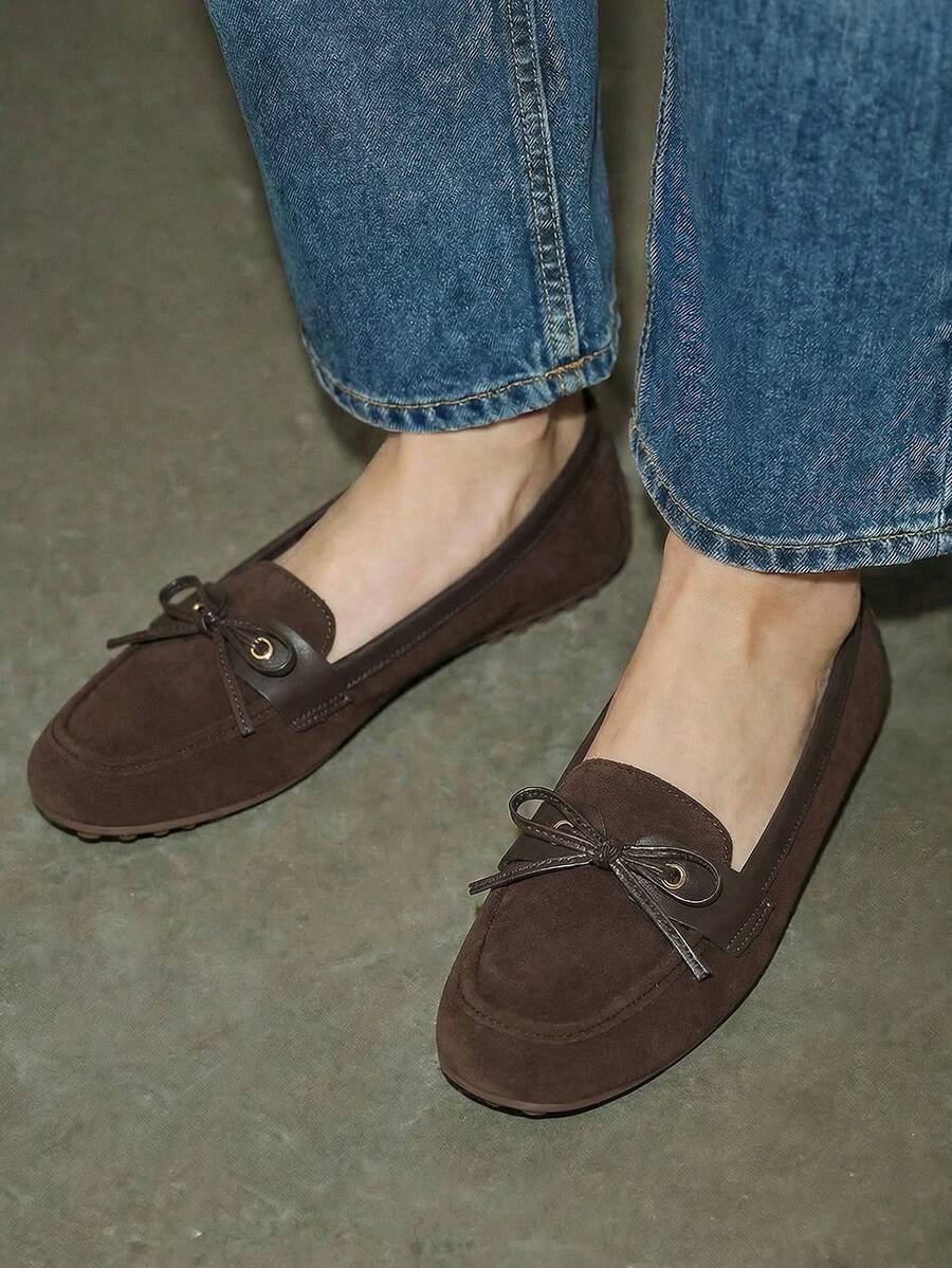 Bholvia 2025 Otoño Mujer Mocasines con Lazo, Cómodos Zapatos Planos Casuales de Punta Redonda Slip-On, Versátiles Planos para Uso al Aire Libre Día de San Valentín