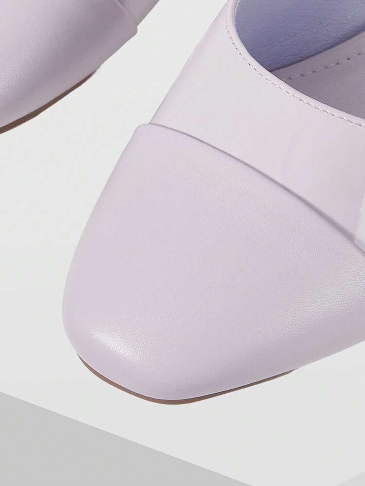 WOMEN'S SHOES NEW FRENCH LAVENDER SIDE SPACE SPLICING CLOSED TOE SQUARE HEEL FASHION TEMPERAMENT CELEBRITY SHOES COMFORTABLE AND NOT TIRED FEET VERSATILE AGE REDUCTION ELEGANT STYLE WOMEN'S SHOES