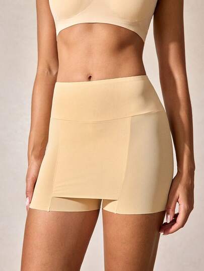 1pc Women's Leggings High Waist Tummy Control Seamless Shorts - Double Layer Shapewear For A Smooth Silhouette,A Must-Have For Windy Days