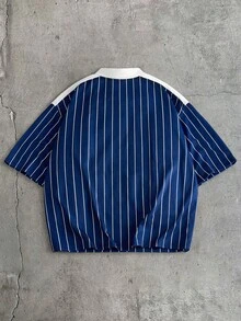 AXEPEAK 男士休闲条纹短袖Polo衫，夏季 - 彩色 - 查看 2