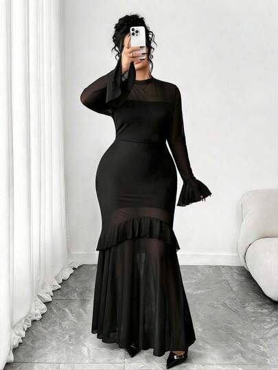 GlowEve CURVE Đầm mini ôm sát gợi cảm bằng vải lưới dành cho người có thân hình đầy đặn, đầm dự tiệc mùa xuân giúp thon gọn vóc dáng.