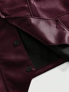 Street Life Men's Casual Leather Vest - Burgundy - View 3