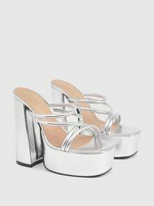 CUCCOO LuxiPop Tacones para mujer - Plateado - Ver 1