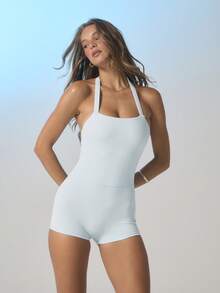 Aralina Bộ đồ liền thân thể thao nữ cổ vuông, dây buộc tự điều chỉnh, kiểu yếm, thích hợp cho tập gym và tập luyện. - Màu xanh nhạt - Xem 9