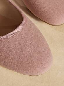Rosivie Sepatu flat wanita model Mary Jane Prancis dengan ujung bulat, modis, dan elegan untuk dipakai bepergian. - Dusty Pink - View 8