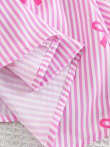 SHEIN Elladie kids 女童夏季新款时尚Polo领露背吊带束腰甜美度假风连衣裙，少女正式礼服 - 粉色 - 查看 5