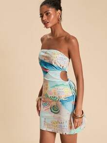 Travachic Women's Cartoon Print Ruched Casual Vacation Summer Dress - Blue - View 6