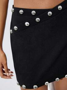 MAIJA Vacation Floral Wrap Tie Waist A-Line Midi Skirt - Black - View 3