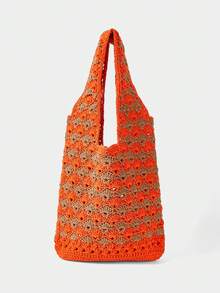 SHECARRY Bolso de hombro de mujer tejido a mano, colorido y con estilo - Multicolor - Ver 5