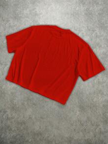 Manfinity ZONE917 男士字母卡通印花圆领短袖休闲T恤 - 紅色 - 查看 2