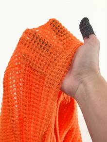 Amplova 2026新款纹理木纹装饰不对称性感迷你连衣裙 - 橘色 - 查看 12