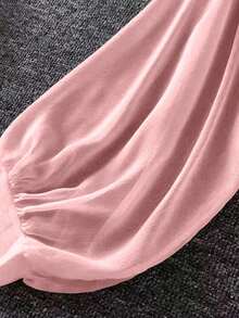 Enliva Women's Plus Size Lightweight Lantern Sleeve Tie Waist Open Front Jacket, Summer Winter Fall Autumn, For Apple And Rounded Body Shape - Pink - View 4