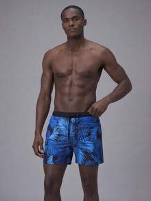 Manfinity KASUA Bañadores estampados de moda para hombres (ajuste slim, estilo playa de verano), Hawaiano - Celeste - Ver 2