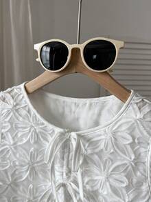 SHEIN Blusa sin mangas con textura floral bordada para niñas preadolescentes, moda casual y versátil para uso diario - Blanco - Ver 3