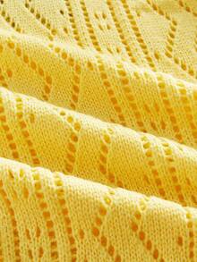 ROMWE MEN Áo len nam cổ tròn in họa tiết jacquard, phong cách đường phố. - Màu vàng - Xem 5