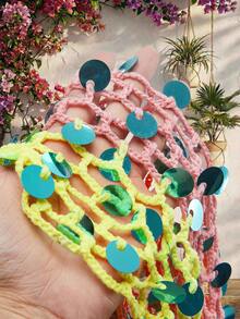 Amplova Áo khoác ngoài nữ xuyên thấu thêu sequin chuyển màu, gợi cảm và phá cách, phù hợp cho kỳ nghỉ, lễ hội âm nhạc, đồ bơi mùa xuân/hè dễ thương, hàng mới về. - Hồng - Xem 10