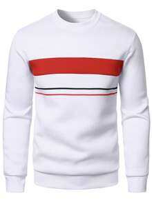 OTTIMOZO Men's Casual Patchwork Long Sleeve Sweatshirt, Versatile For Daily Wear - Multicolor - View 3