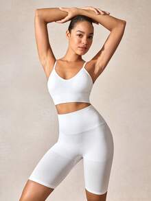 女士塑身短裤，收腹提臀，半透明 - 白色 - 查看 3