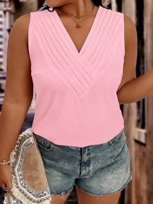 GlowEve CURVE Camiseta de tirantes de unicolor informal de talla grande - Rosa - Ver 1